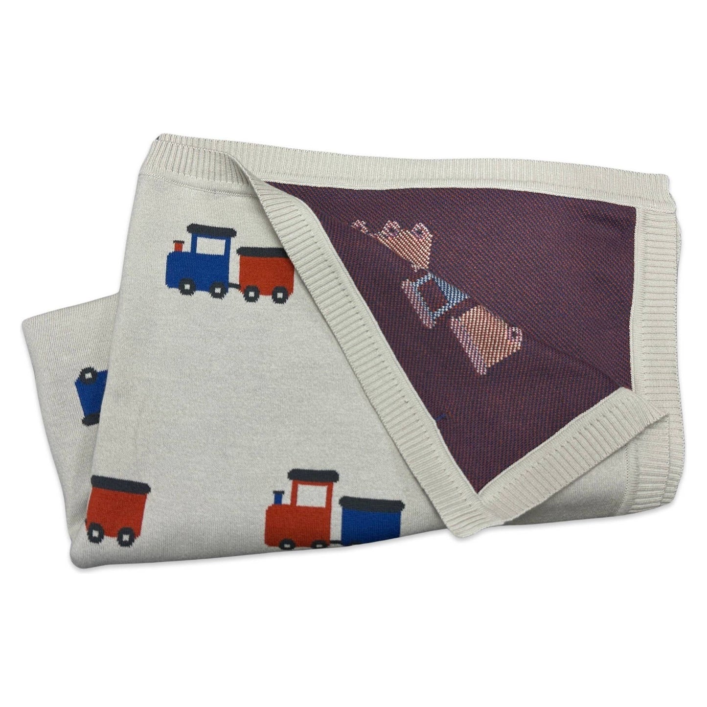 Choo Choo Train - Organic Cotton Jacquard Knit Baby Blanket