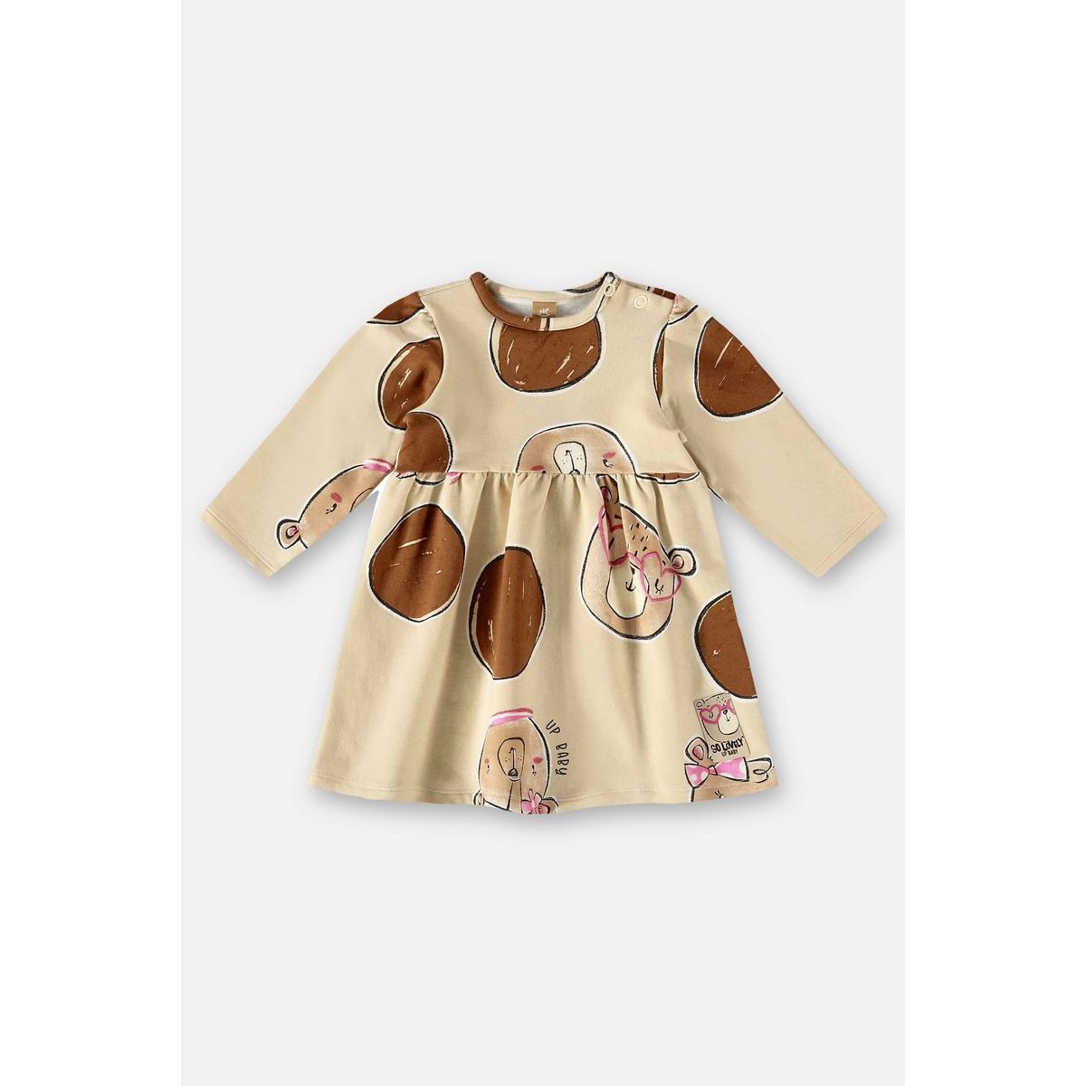 Baby Girl Light Brown L/S Dress