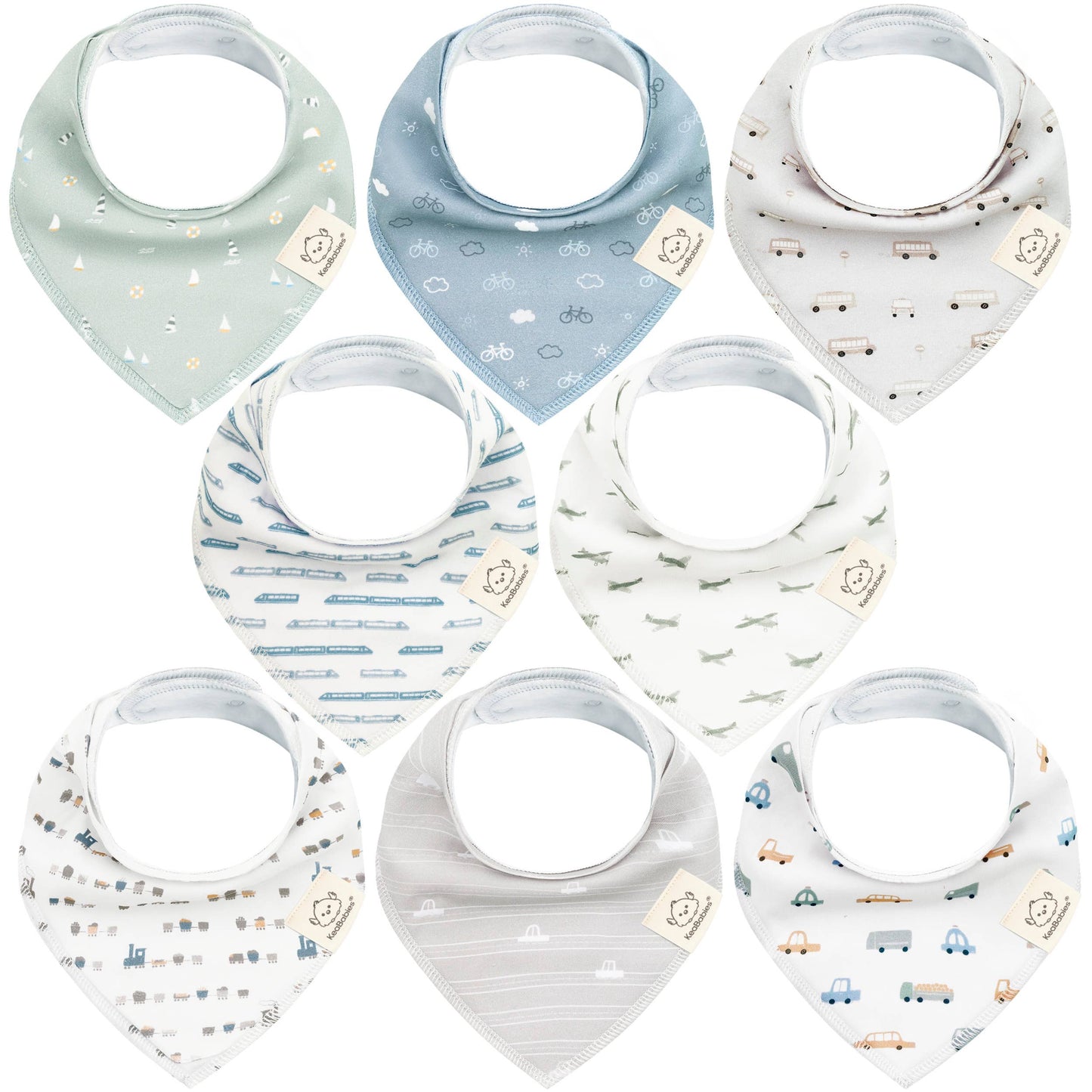 8-pack Baby Bandana Bibs for Boys and Girls