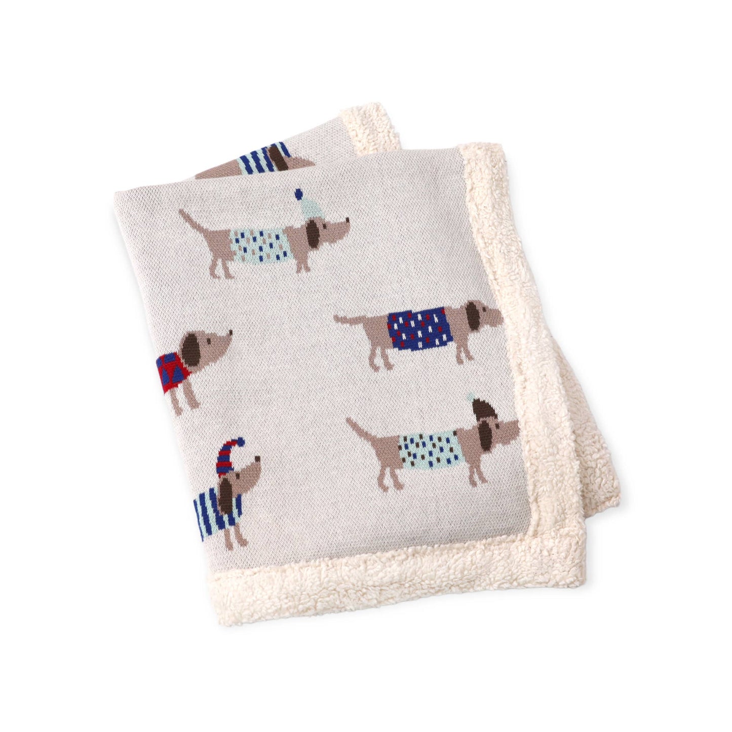 Cozy Sherpa Knit Baby Blanket - dachshund dog (organic)