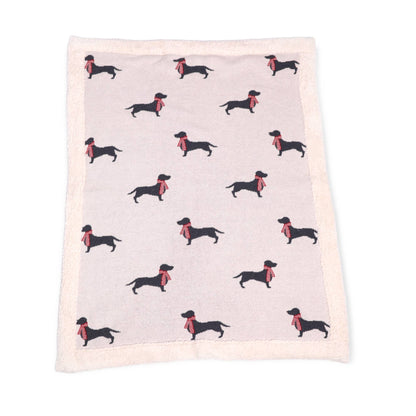 Cozy Sherpa Knit Baby Blanket - dachshund dog (organic)