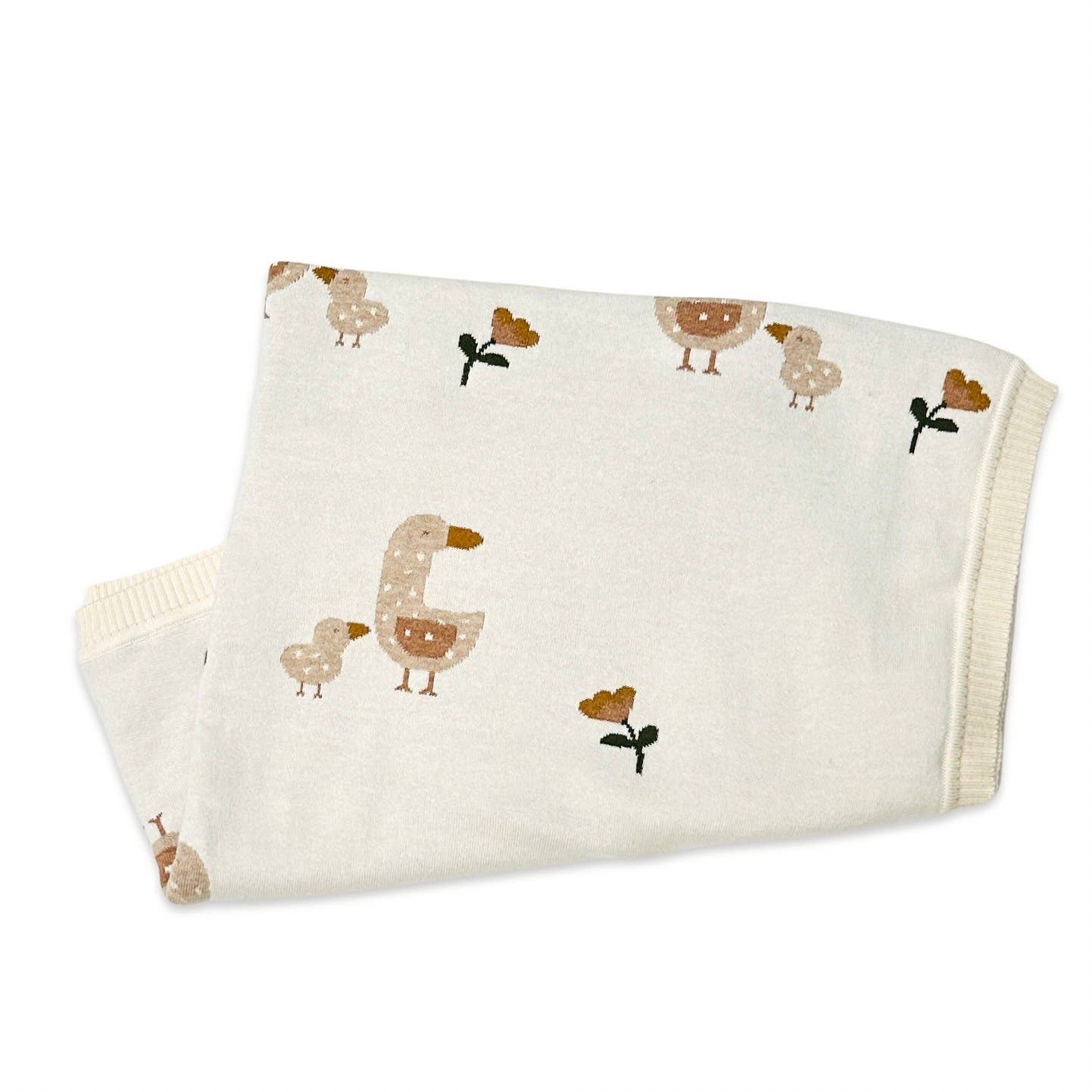 Duck Mommy & Me - Organic Cotton Jacquard Knit Baby Blanket