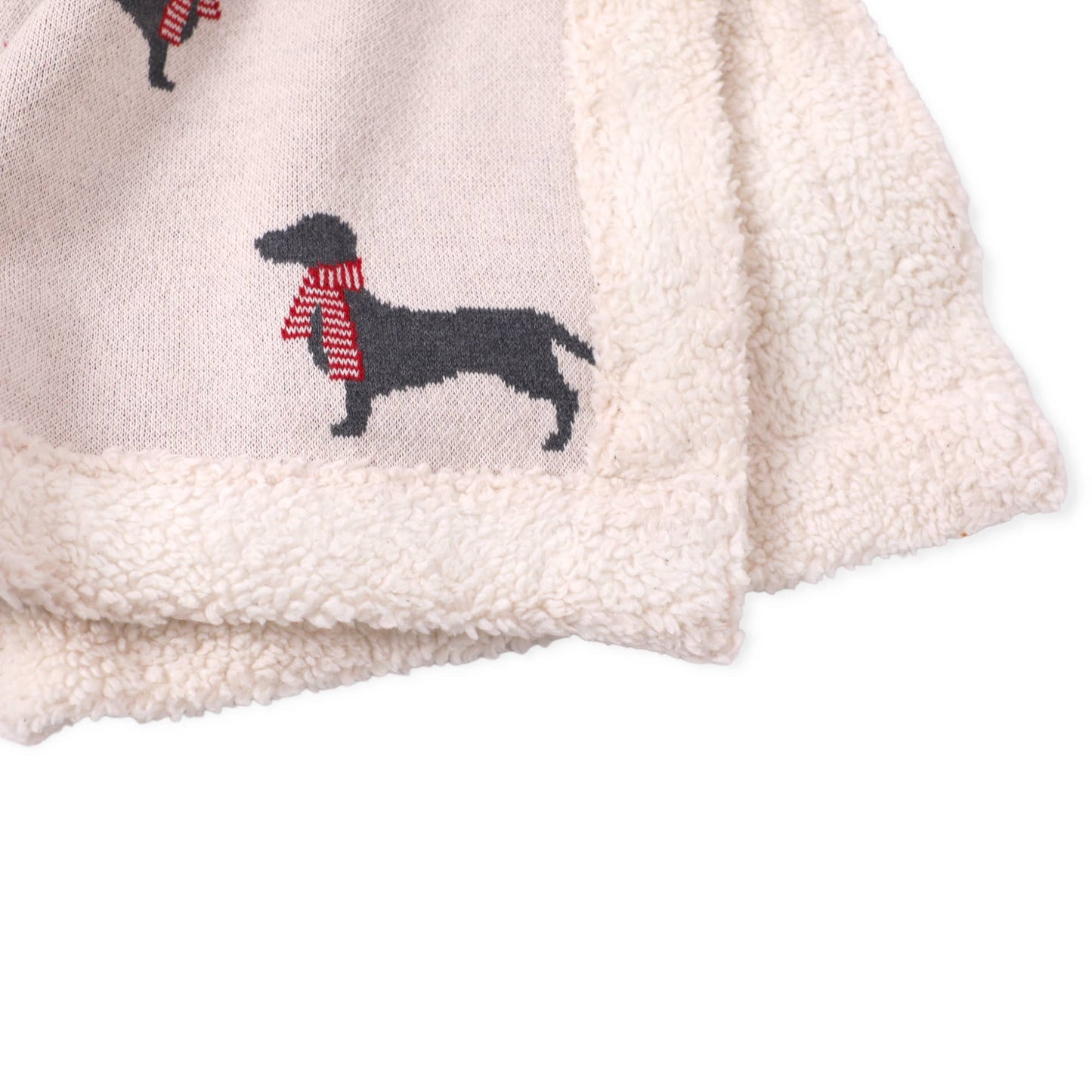 Cozy Sherpa Knit Baby Blanket - dachshund dog (organic)