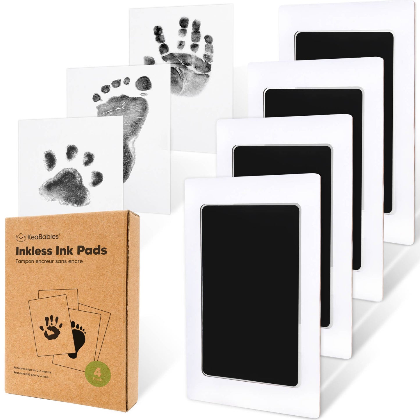 4Pk Inkless Ink Pad, Baby Footprint Kit, Dog Paw Print Kit