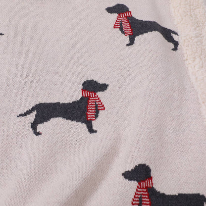 Cozy Sherpa Knit Baby Blanket - dachshund dog (organic)