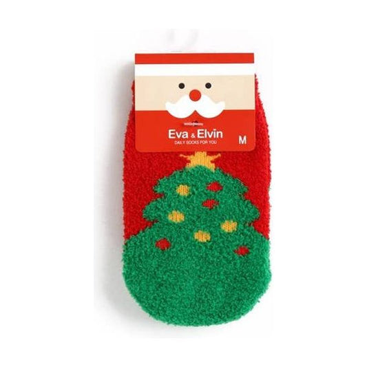 Fuzzy Fur Christmas Tree Cozy Socks 0-18M