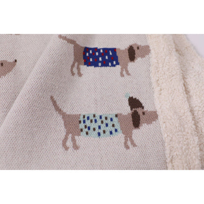 Cozy Sherpa Knit Baby Blanket - dachshund dog (organic)