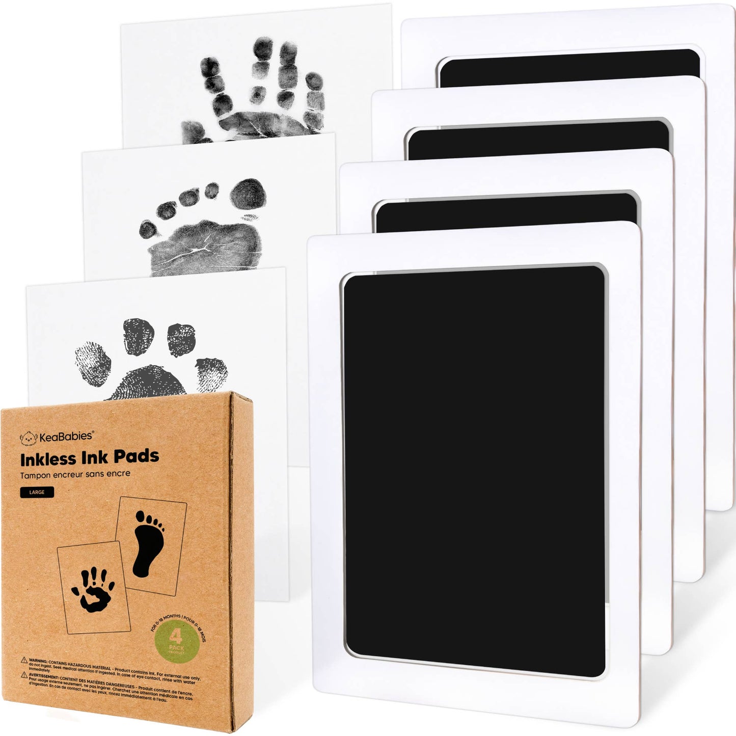 4Pk Inkless Ink Pad, Baby Footprint Kit, Dog Paw Print Kit