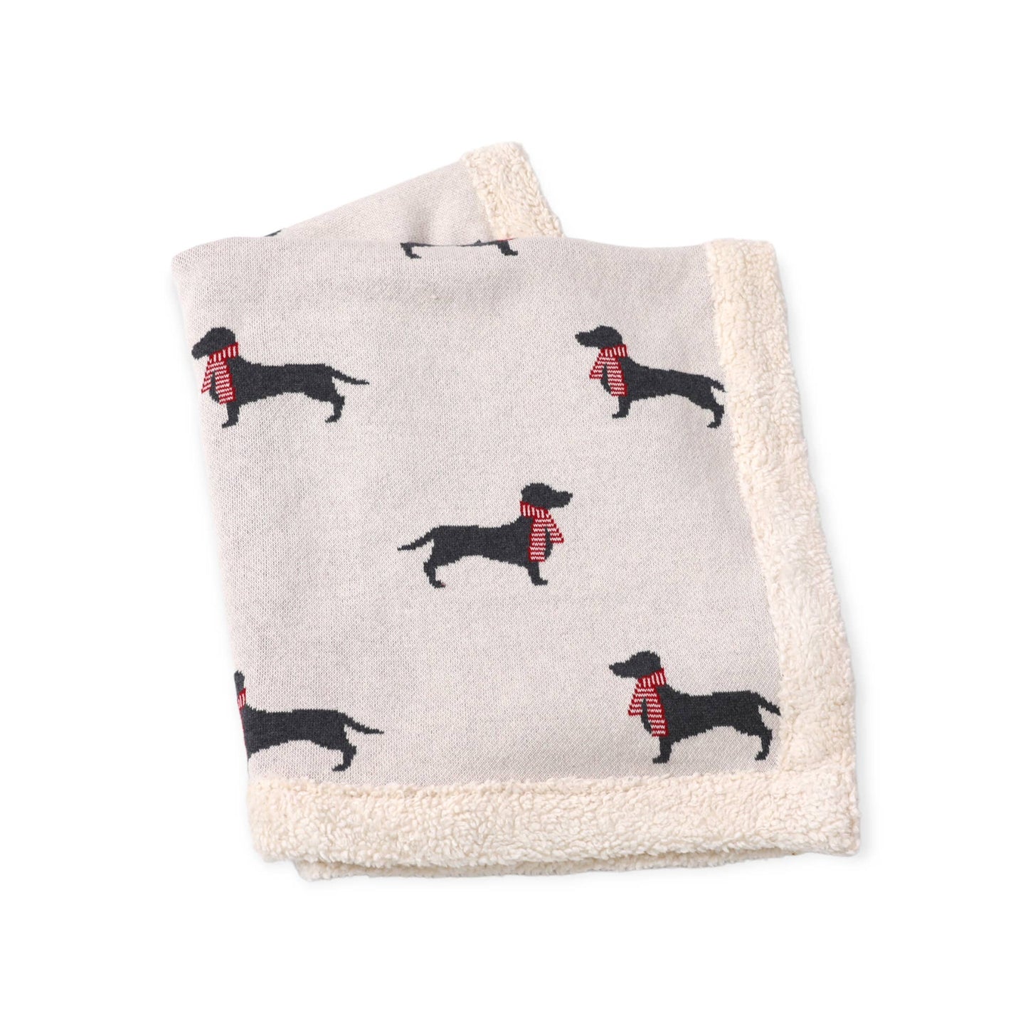 Cozy Sherpa Knit Baby Blanket - dachshund dog (organic)