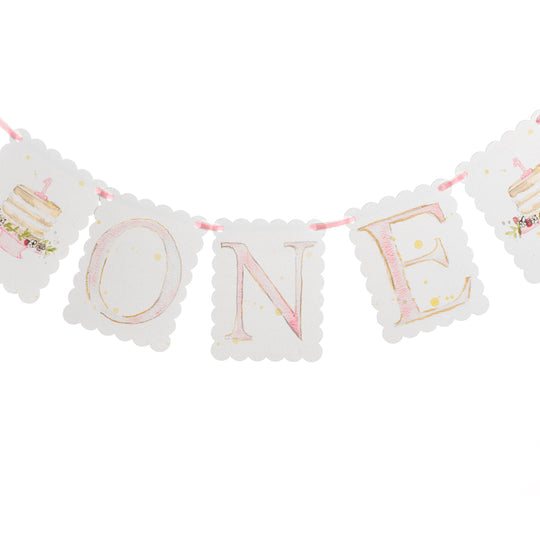 "ONE" Highchair Banner with Cake End Pieces