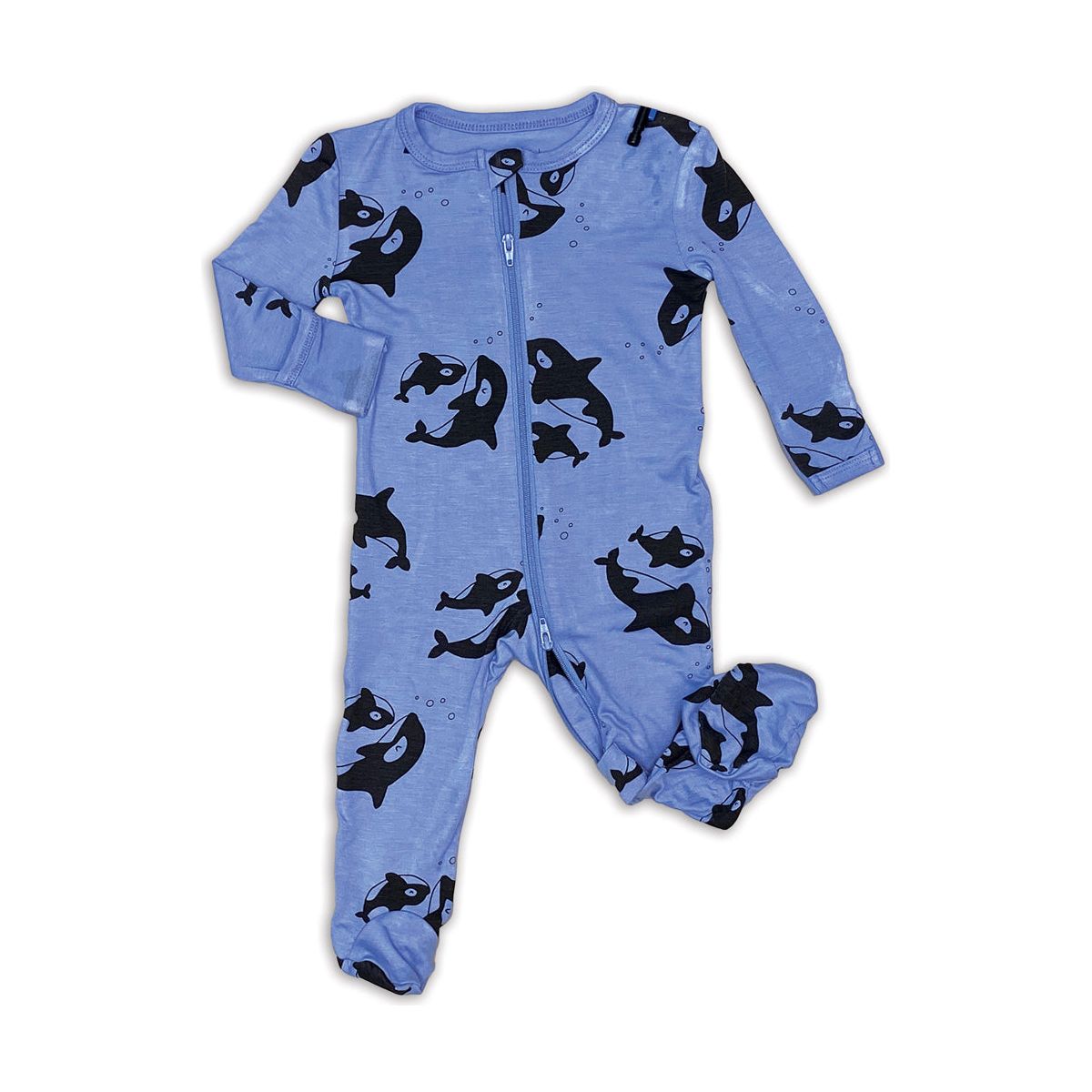 Bamboo Footies with Two Way Zipper Asst Prints