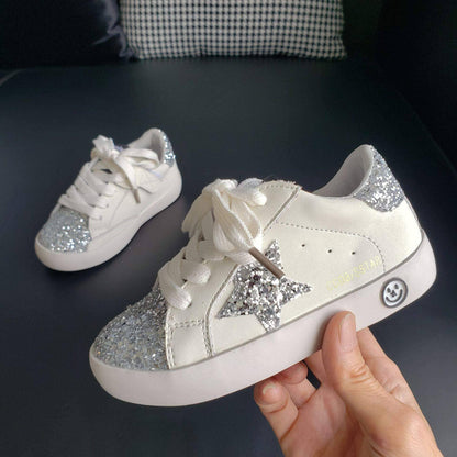 Silver Glitter Star Sneakers