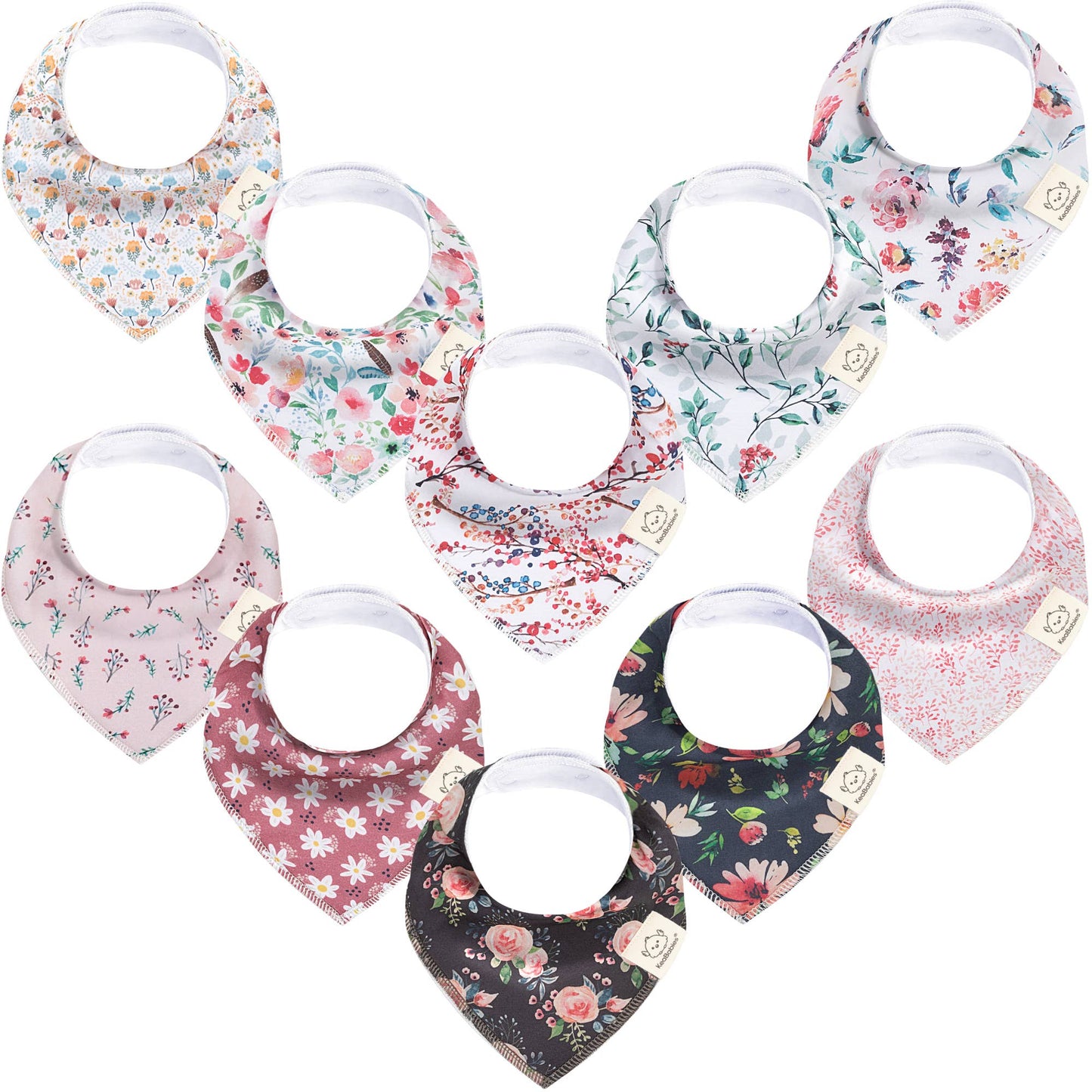 10-pack Baby Bandana Bibs for Boys and Girls