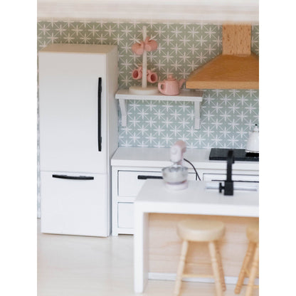 Dollhouse Refrigerator | White with Black Hardware