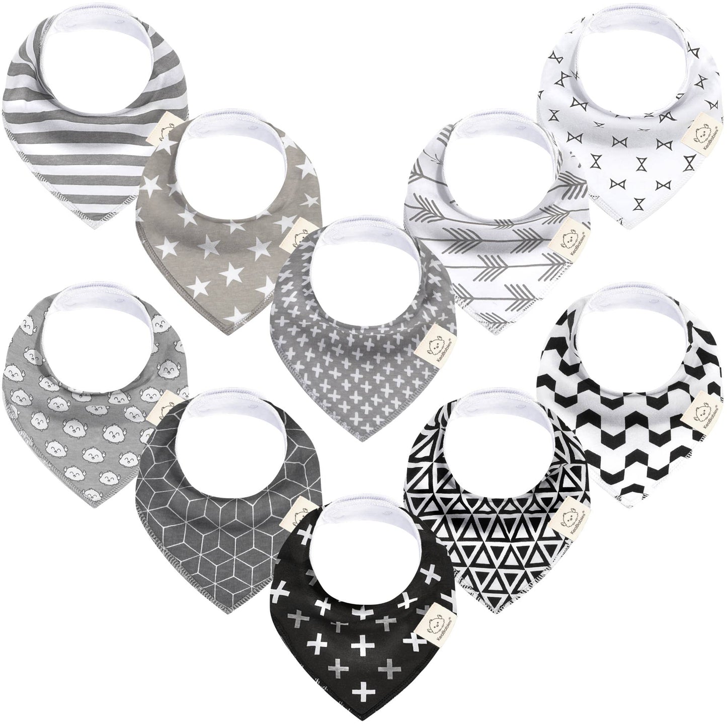 10-pack Baby Bandana Bibs for Boys and Girls