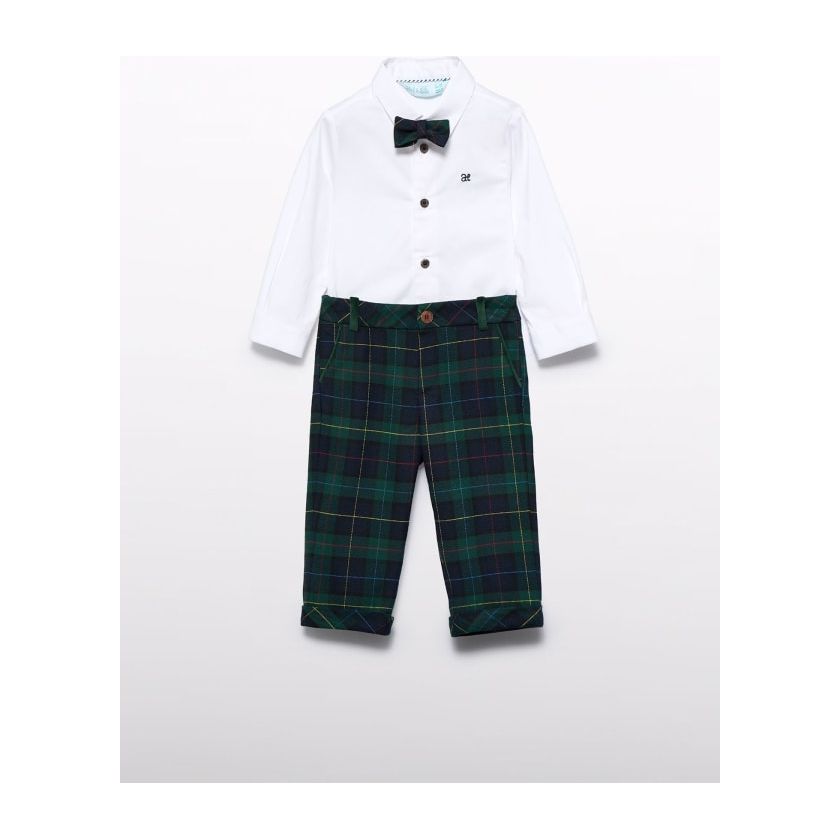 Knit tartan pants set