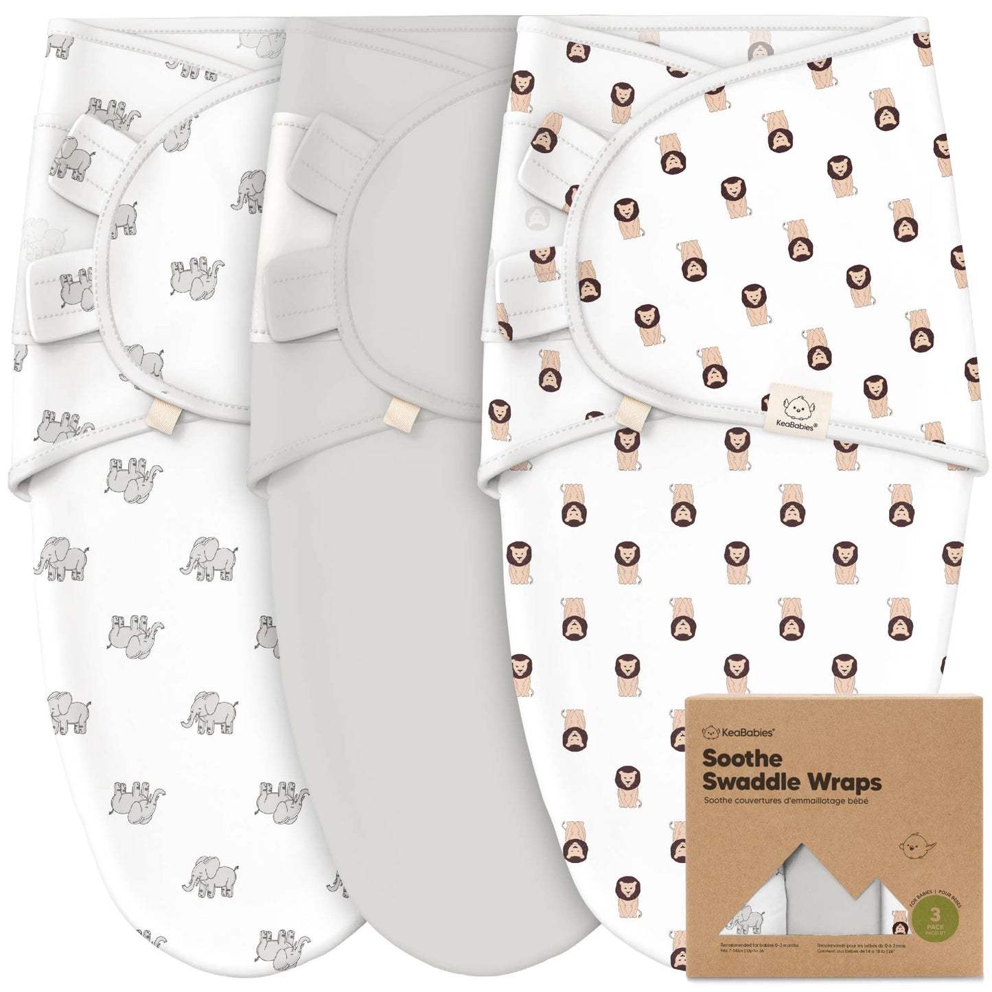 3pk Soothe Baby Swaddles 0-3 Months, Sleep Sack for Newborns