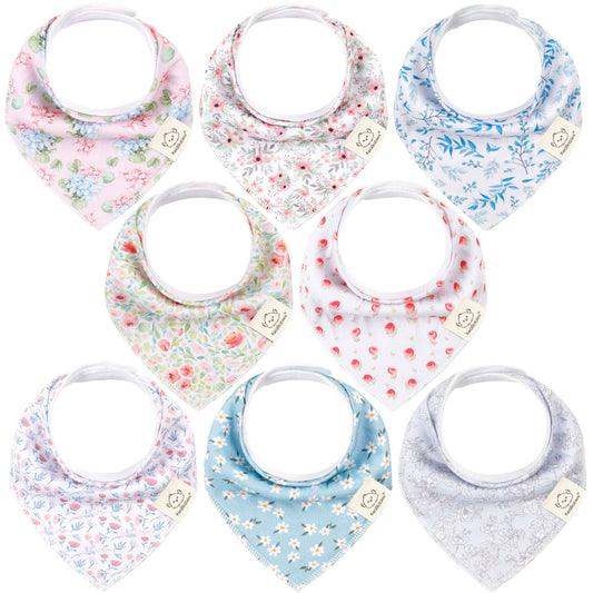 8-pack Baby Bandana Bibs for Girls and Boys