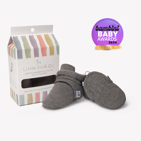 Stay-on, Non-Slip Booties - Perfect pram Slipper and Baby Carrier boot - Slate Cotton