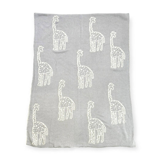 Giraffe-Organic REVERSIBLE Jacquard Knit Baby Blanket