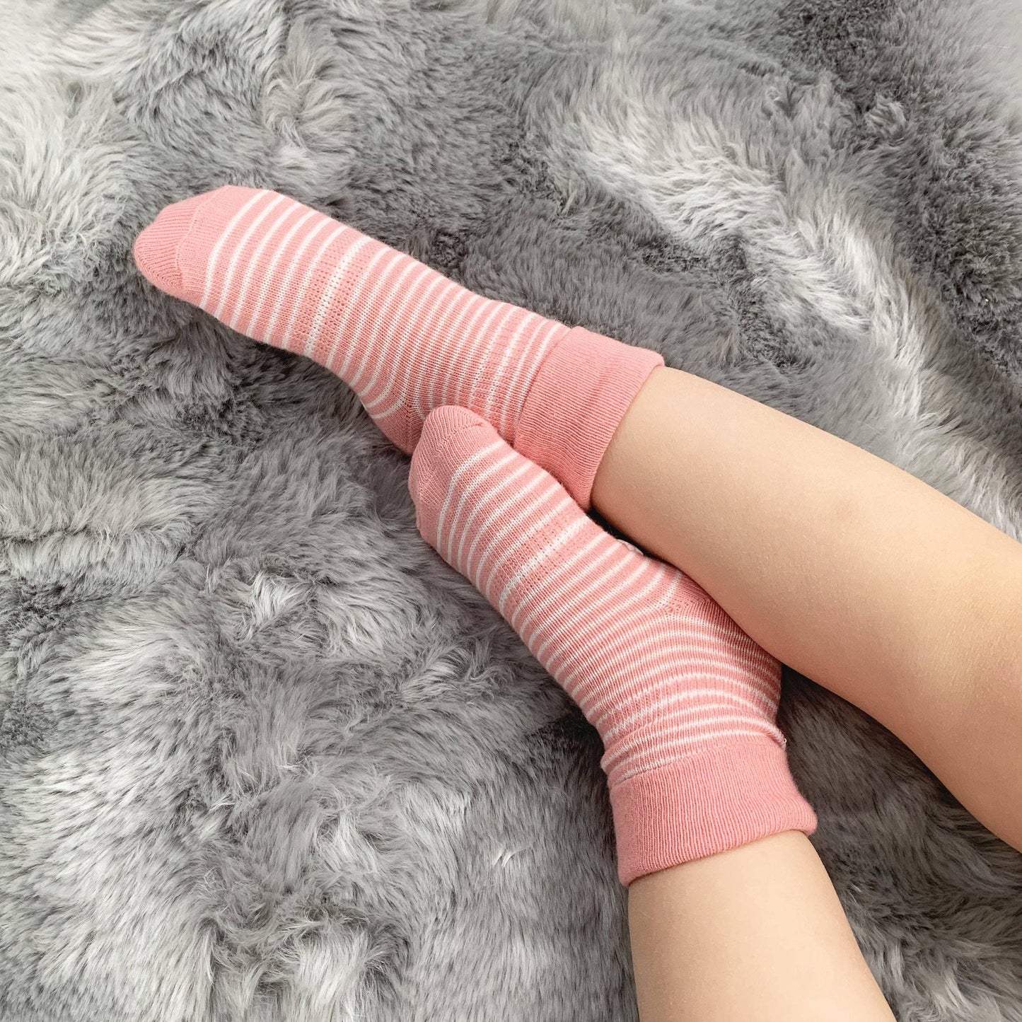 Organic Non-Slip Stay On Baby and Toddler Socks in Blush Stripe