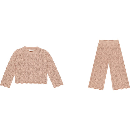 CROCHET KNIT PULLOVER AND PANT SET || ROSE