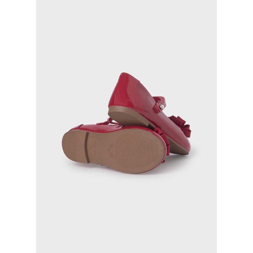 Patent leather flower mary jane shoes for girls