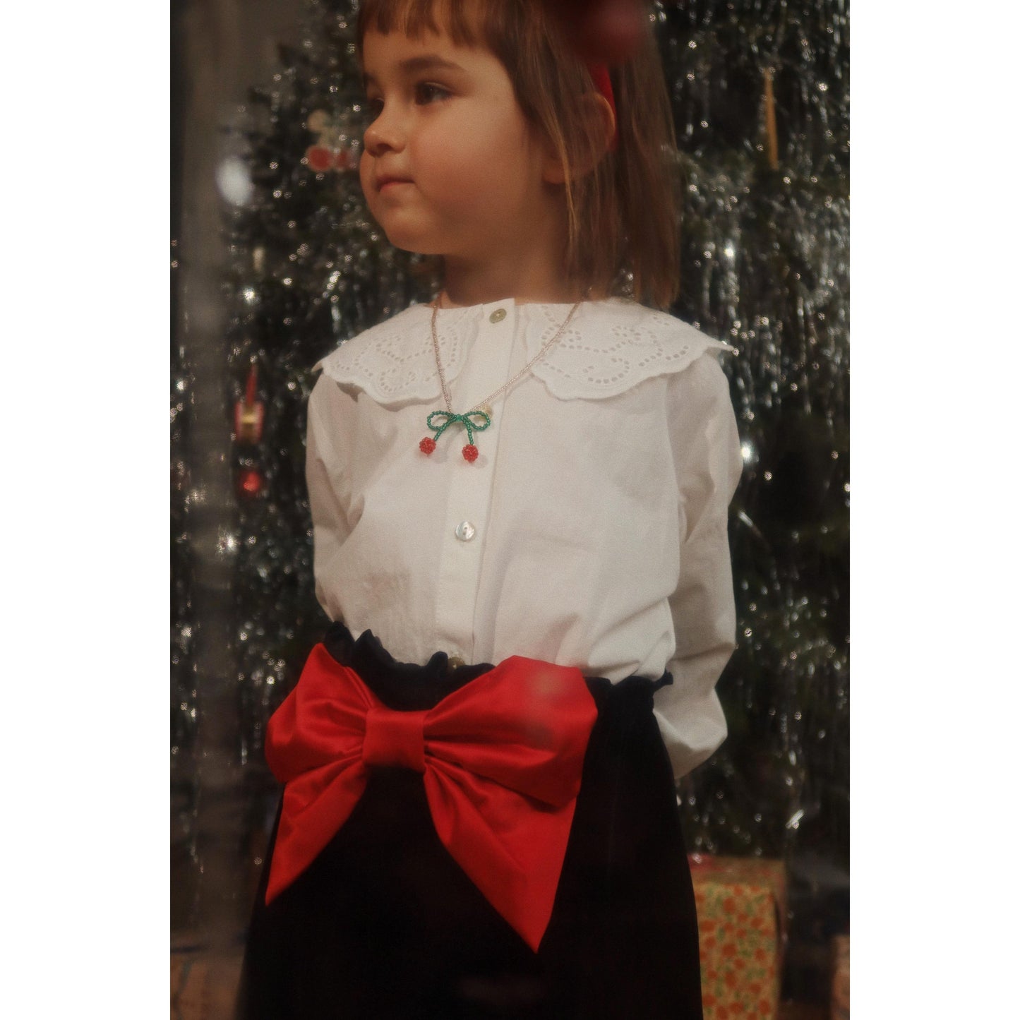 Black Velvet Skirt w/Red Bow