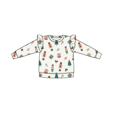 Nutcracker Christmas Cookies Ruffle Sweatshirt