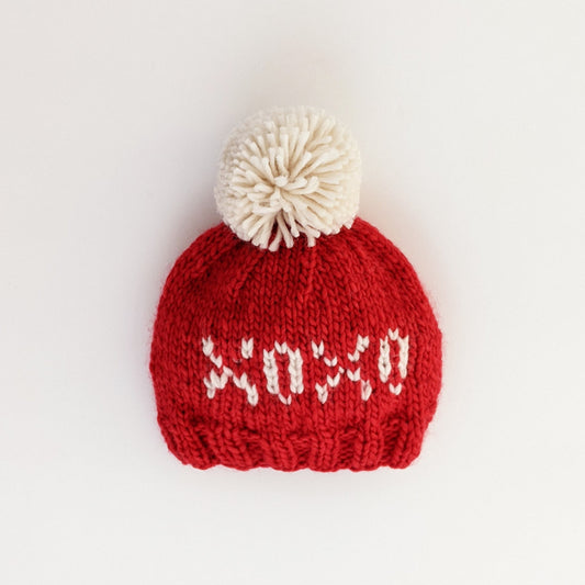 XOXO Red Valentine's Day Hand Knit Beanie Hat