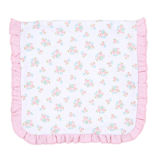 ANNALISE'S CLASSICS PINK PRINTED RUFFLE BURP CLOTH