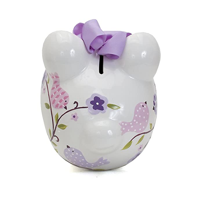 Paper Bird Piggy Bank purple/pink birds pig