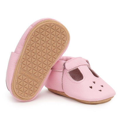 Hard Sole Mary Jane Baby Moccasins -  Baby Shoes Light Pink