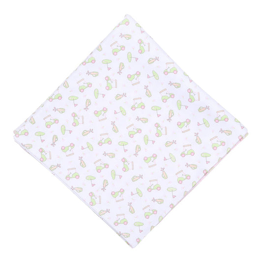 ON THE GREEN PINK PRINTED SWADDLE BLANKET