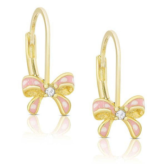 Bow Drop Earrings With CZ