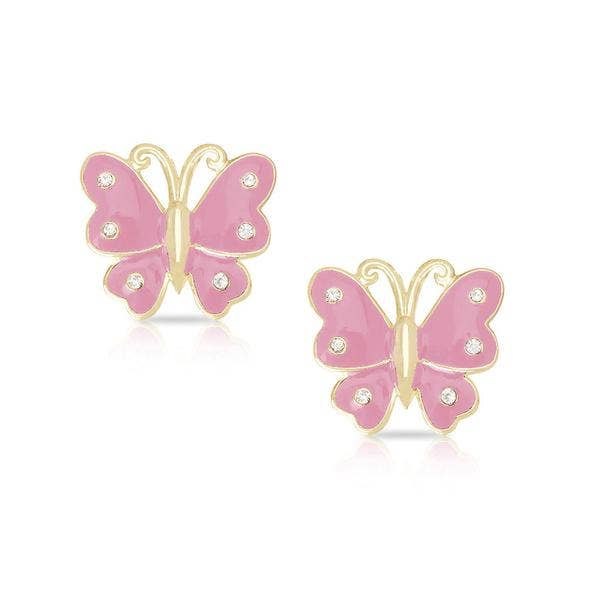 Butterfly Stud Earrings with Crystals