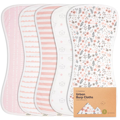 KeaBabies 5-Pack Urban Burp Cloths: Sweet Charm