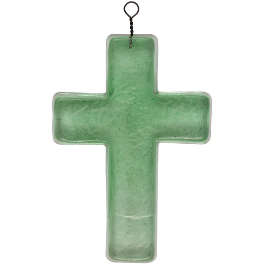 Recycled Glass Hanging Cross