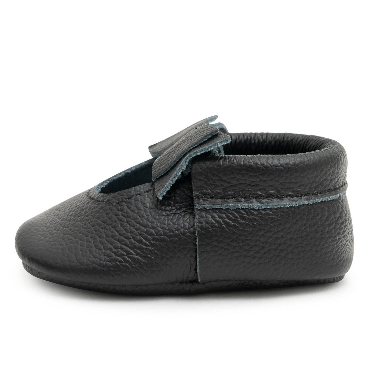 Bow Moccasins - Genuine Leather Baby Shoes (Black)