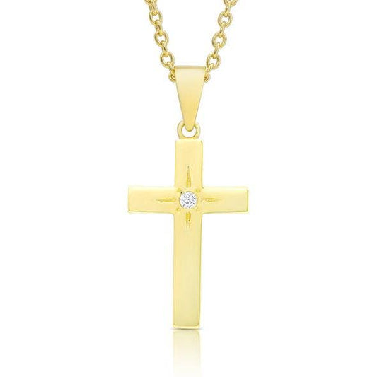 Cross Necklace with CZ - Gold