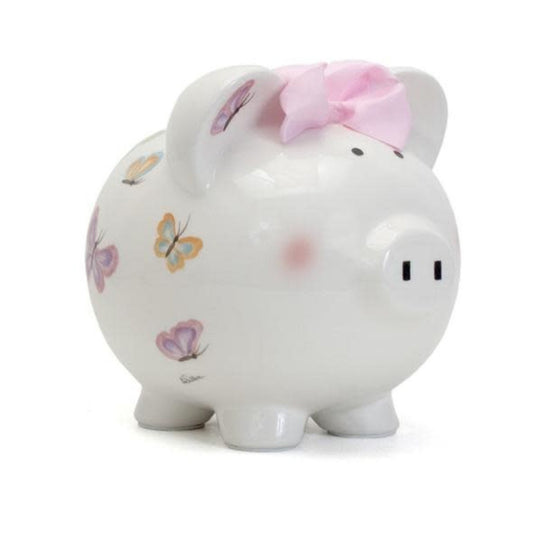 Petite Papillon Pig Bank Butterflies