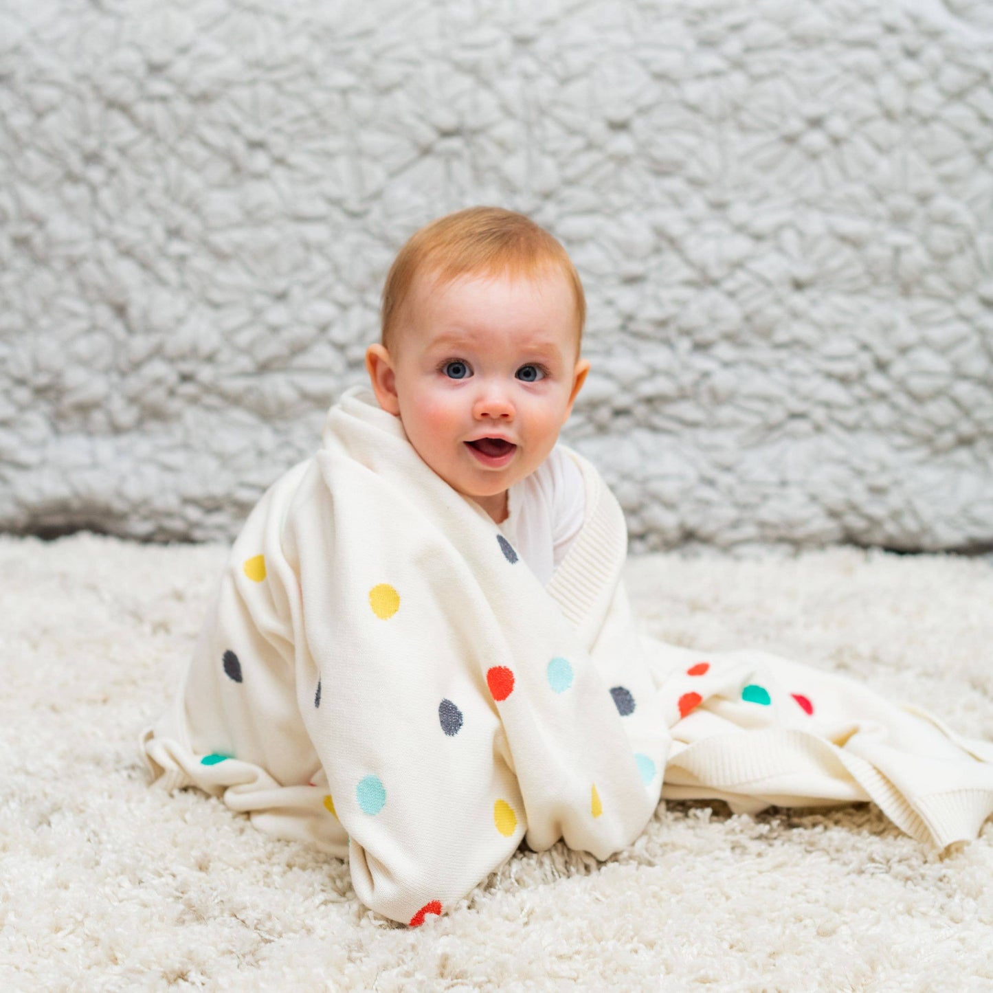 Polka Dot Knit Baby Blanket