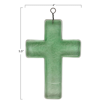 Recycled Glass Hanging Cross