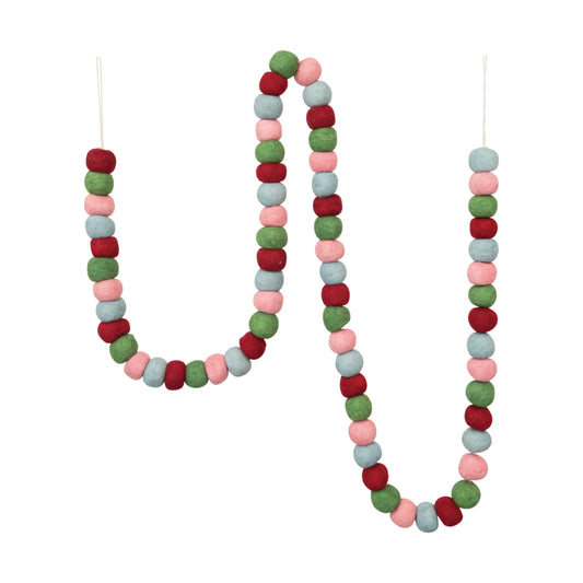 72"L Wool Felt Ball Multicolor Garland